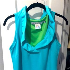 Gretchen Scott ruffle neck dress